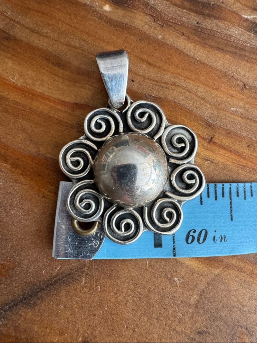 Sterling Floral Swirl Pendant Necklace - Silver Tone - Picture 2 of 4